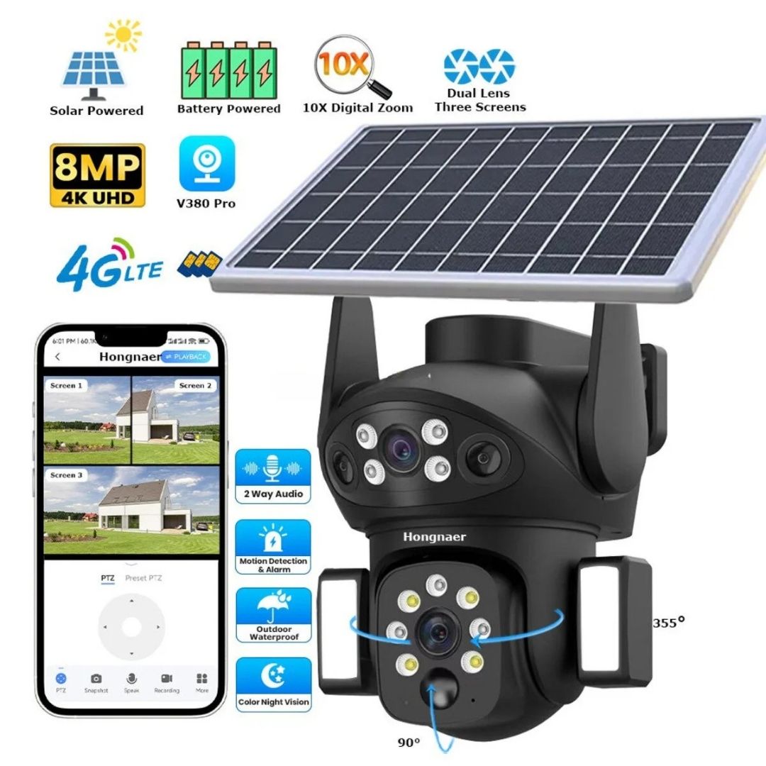 Camera de supraveghere solara 5G DUAL LENS 8MP + 128GB
