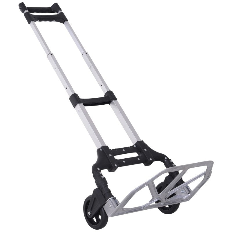 Cărucior Pliabil Inox pentru Cumpărături cu Platformă și Mâner Extensibil - Capacitate 70kg