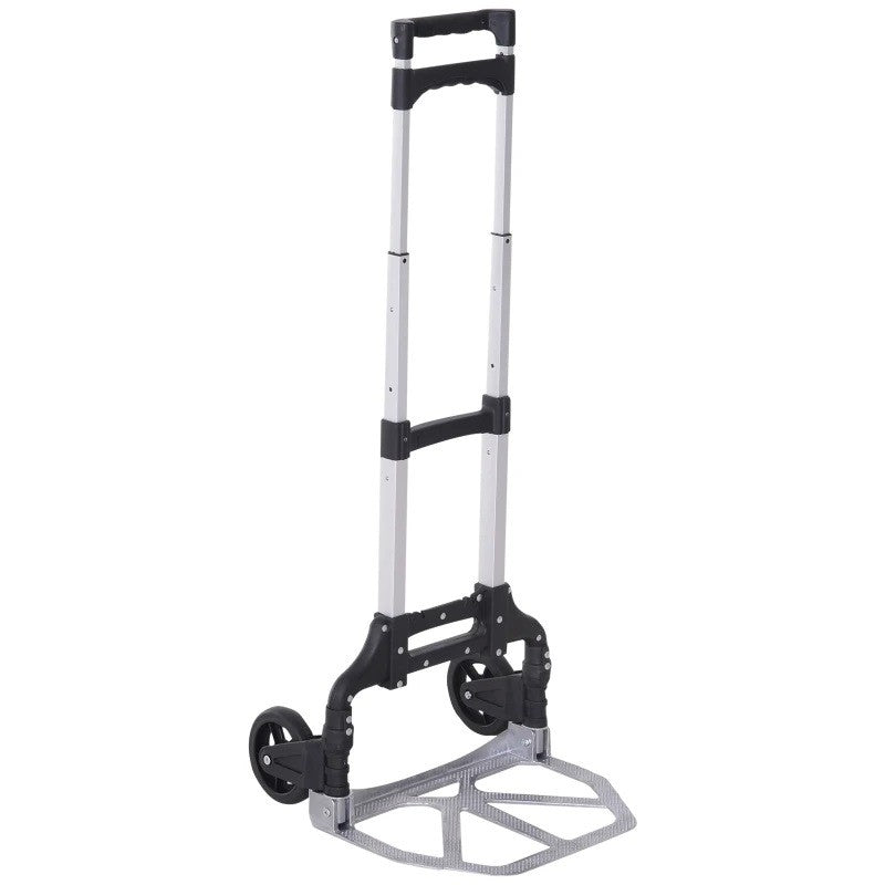 Cărucior Pliabil Inox pentru Cumpărături cu Platformă și Mâner Extensibil - Capacitate 70kg