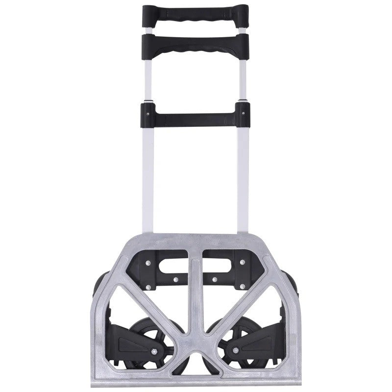 Cărucior Pliabil Inox pentru Cumpărături cu Platformă și Mâner Extensibil - Capacitate 70kg