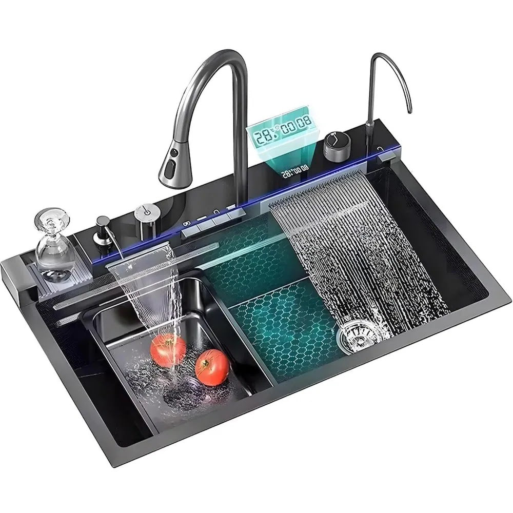 Set chiuveta si baterie tip lebada pentru bucatarie, multifunctionala
