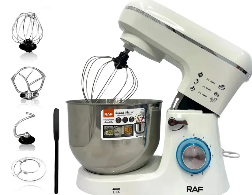 Mixer cu Stativ Profesional RAF R.6616W – Putere 1600W și Bol 5L Inox