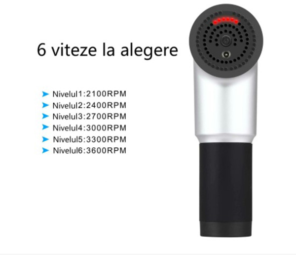 Aparat de masaj Relaxing Fit PRO cu 4 capete interschimbabile, 6 trepte de viteza, Acumulator Li-Ion