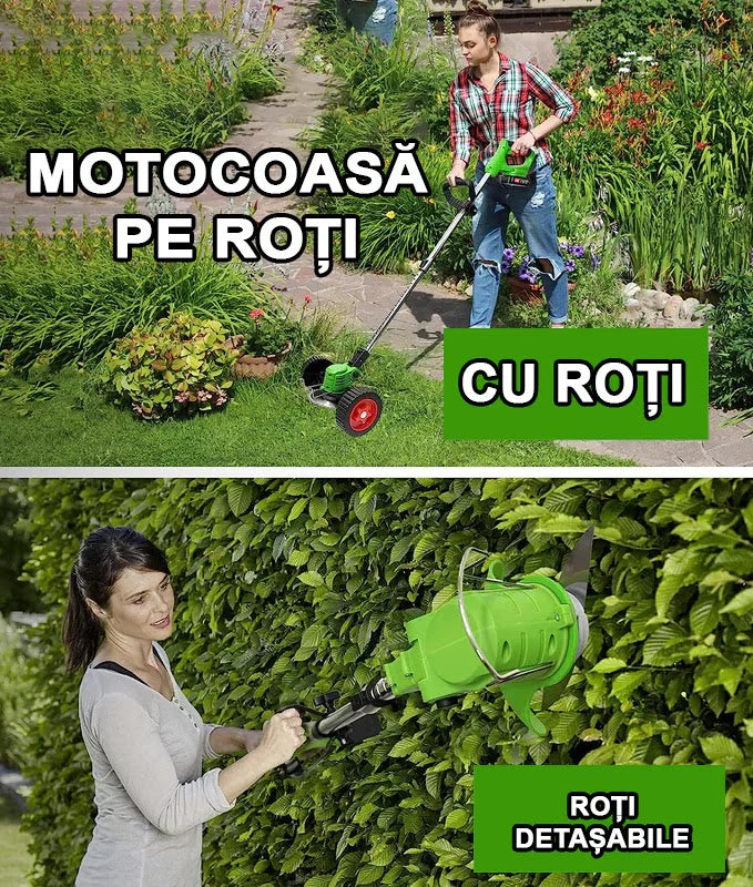 MOTOCOASA ELECTRICA CU ROTI 1000W + 10 accesorii cadou
