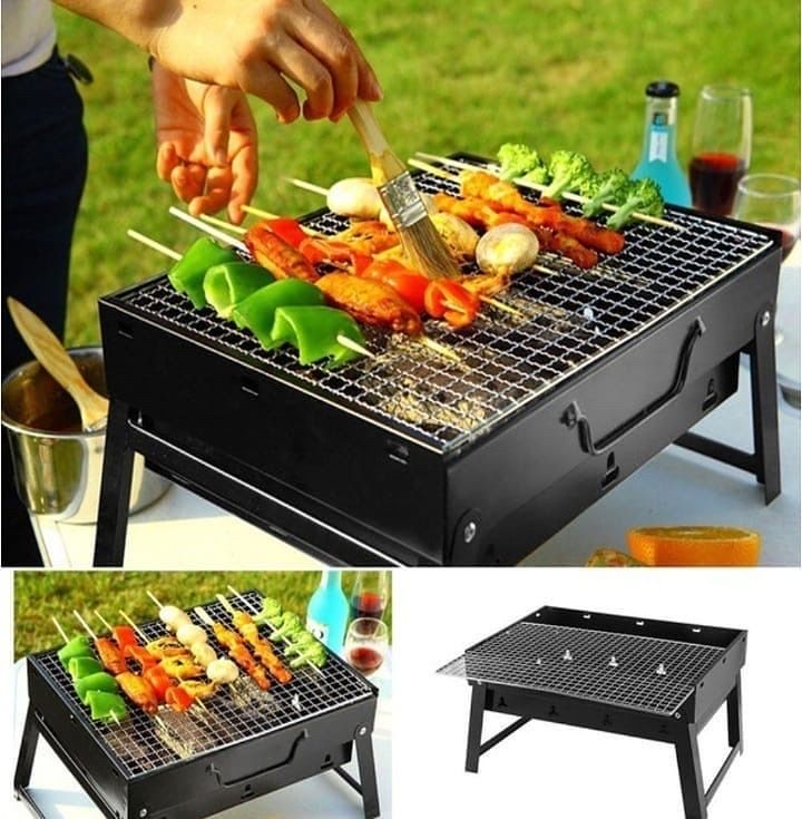 Gratar portabil si pliabil pentru carbuni – din inox, compact, ideal pentru camping si picnic