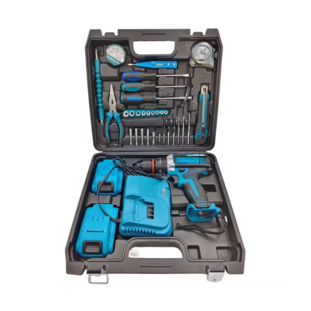 Trusa Bormasina Autofiletanta si Percutie 2 Acumulatori 48V 5Ah + 30 Accesorii si cutie depozitare