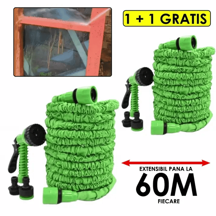 1+1 GRATIS Furtun De Gradina Expert Garden Extensibil Si Rezistent 2 x 60M
