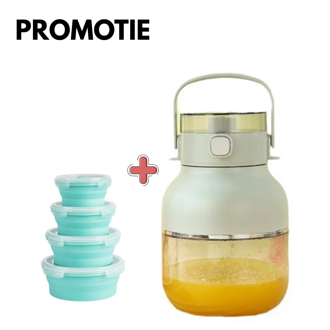 PACHET: Blender/storcator electric, ncarcare Usb, portabil si compact + Set 4 Caserole silicon rotunde