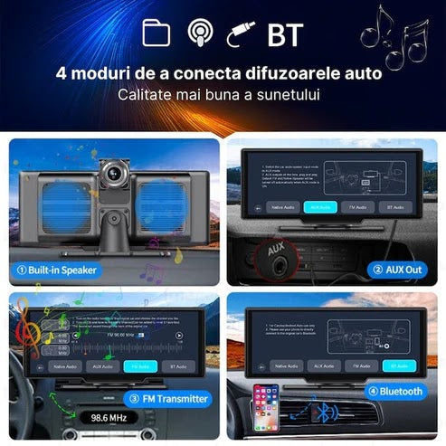 Navigație Auto Universala  10.2 inch Touchscreen, Wireless CarPlay/Android Auto, Camera 4K
