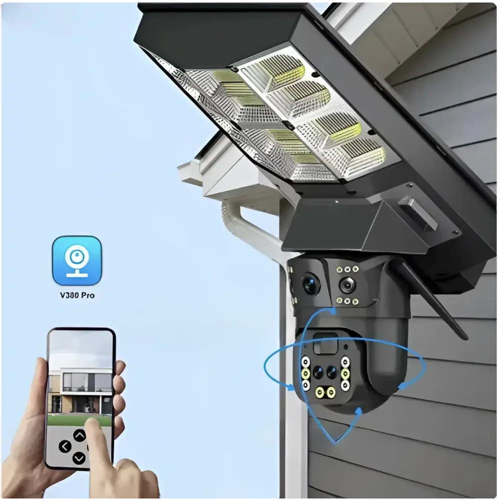 Lampa Solara cu Camera de Supraveghere SIM 4G, Aplicatie Mobila V380, 1920x2160, Microfon + Difuzor incorporat