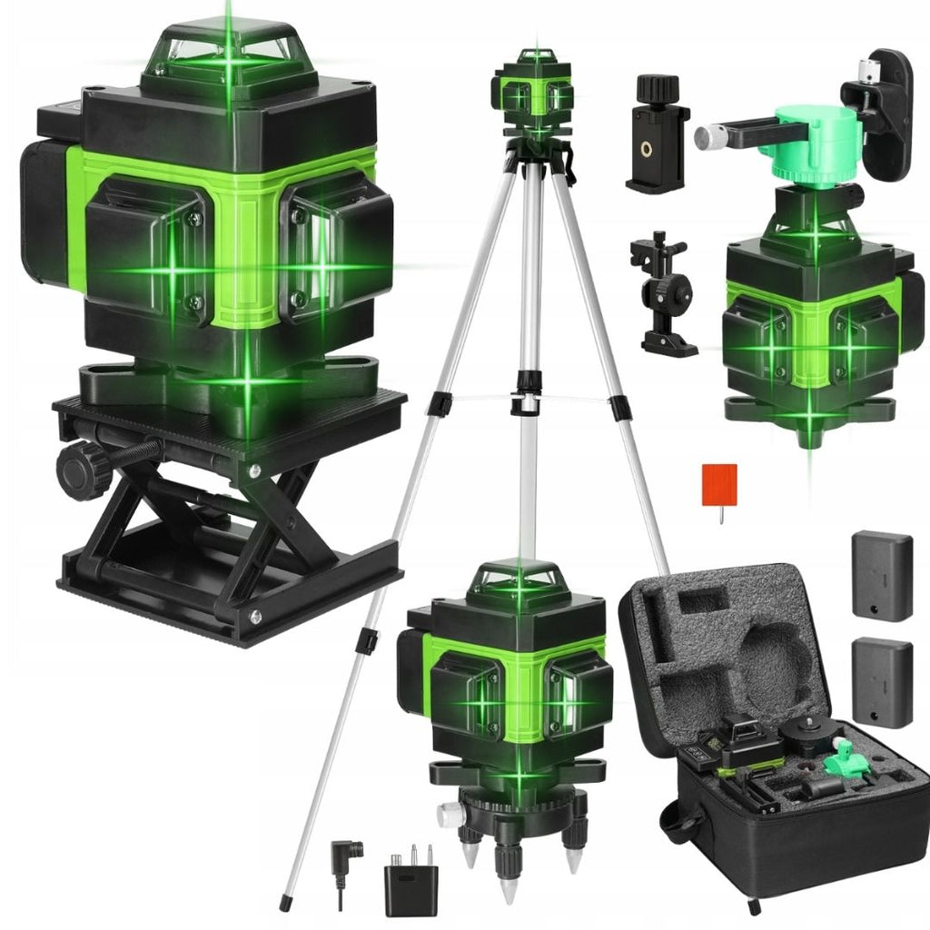 NIVELA LASER 16 LINII - 4D, 2 ACUMULATORI SI 10 ACCESORII
