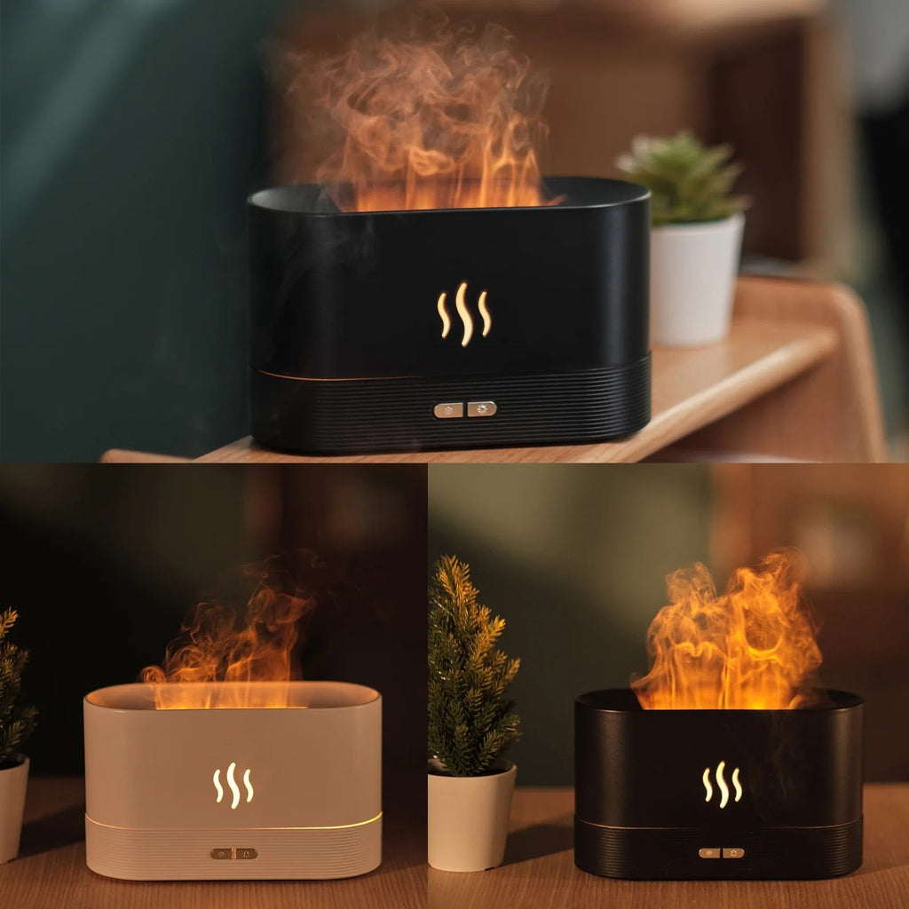 Umidificator de camera HUMID2, efect de flacara, difuzor ultrasonic aromaterapie