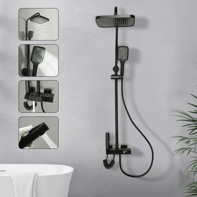 Set de Dus Lux Black - Cu Afisaj Digital si Functie Termostatica Rotire 360