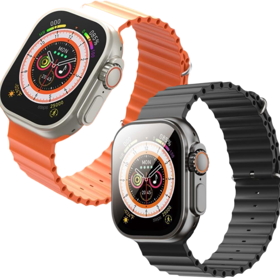 Pachet 1+1 Set Ceas Inteligent Ultra 8in1  Apeluri Bluetooth, Puls, Somn, GPS, Sport, Control Muzica, 500 Teme, Incarcare Inductiva, IP67