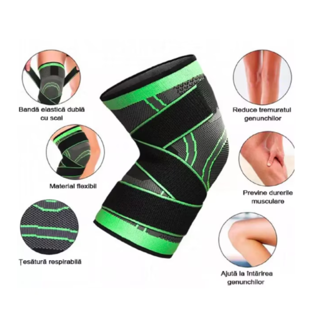 Set 2 genunchiere elastice ajustabile cu bretele | Suport genunchi sport, dureri, recuperare | Compresie reglabila, confort unisex
