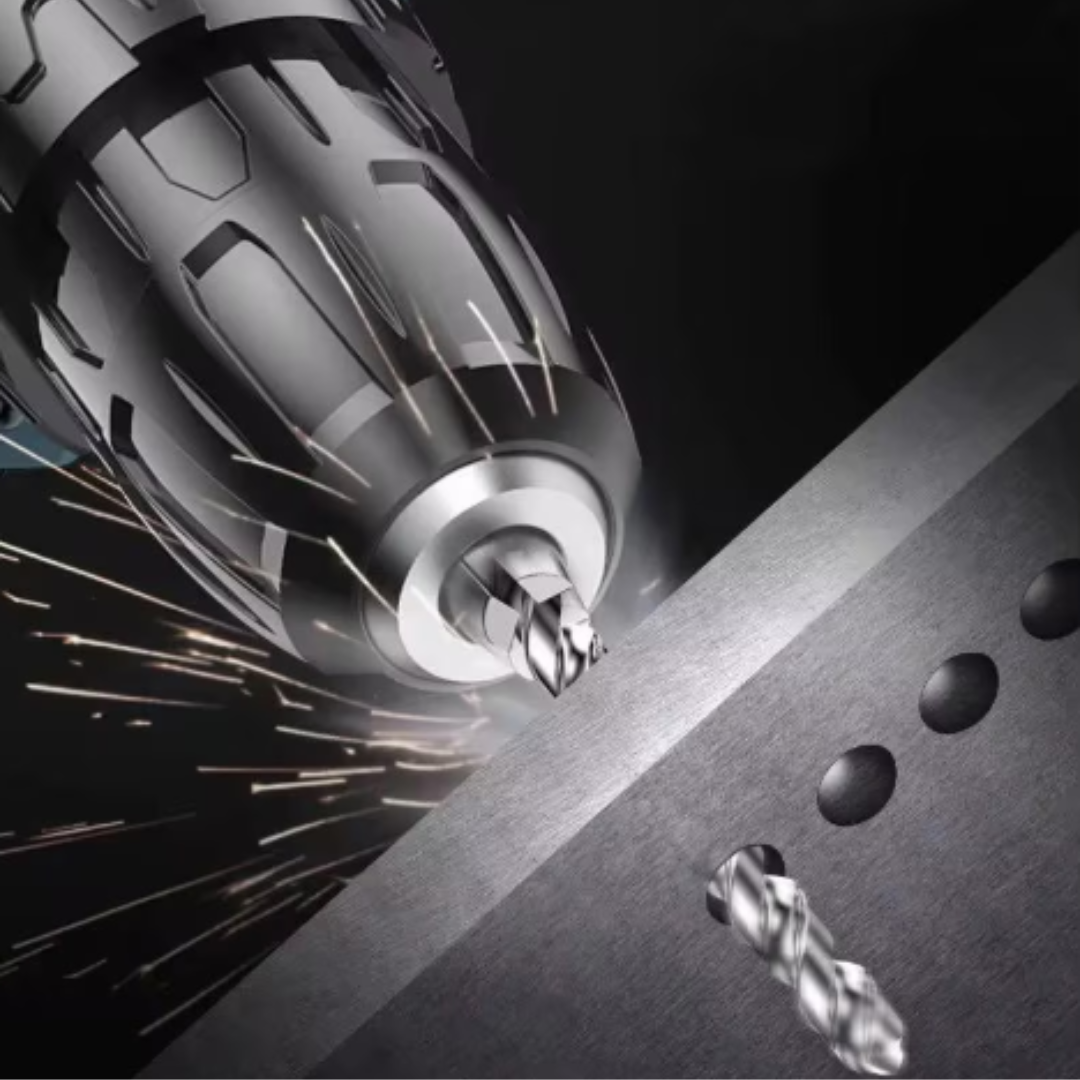 Trusa Bormasina Autofiletanta si Percutie 2 Acumulatori 48V 5Ah + 30 Accesorii si cutie depozitare