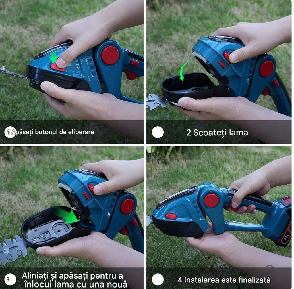 Masina de Tuns Gard Viu Fara Fir 2 in 1, GARDENICA PRO ,2 Baterii 48V, Unghi Reglabil 45°, Usoara si Multifunctionala pentru Gard Viu si Iarba