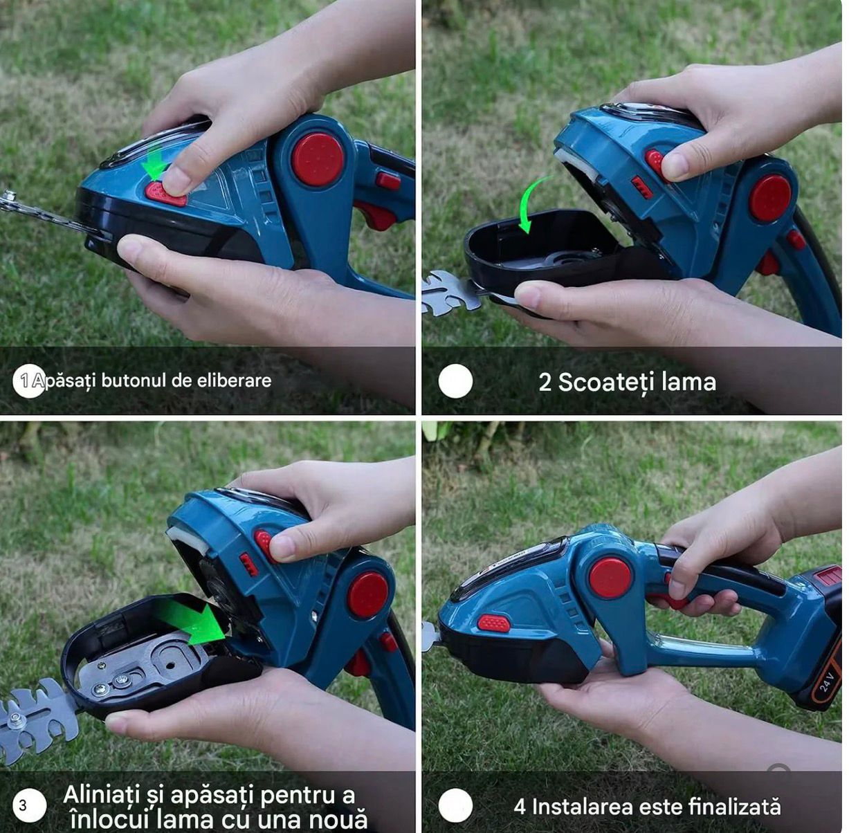 Masina de Tuns Gard Viu Fara Fir 2 in 1, GARDENICA PRO ,2 Baterii 48V, Unghi Reglabil 45°, Usoara si Multifunctionala pentru Gard Viu si Iarba