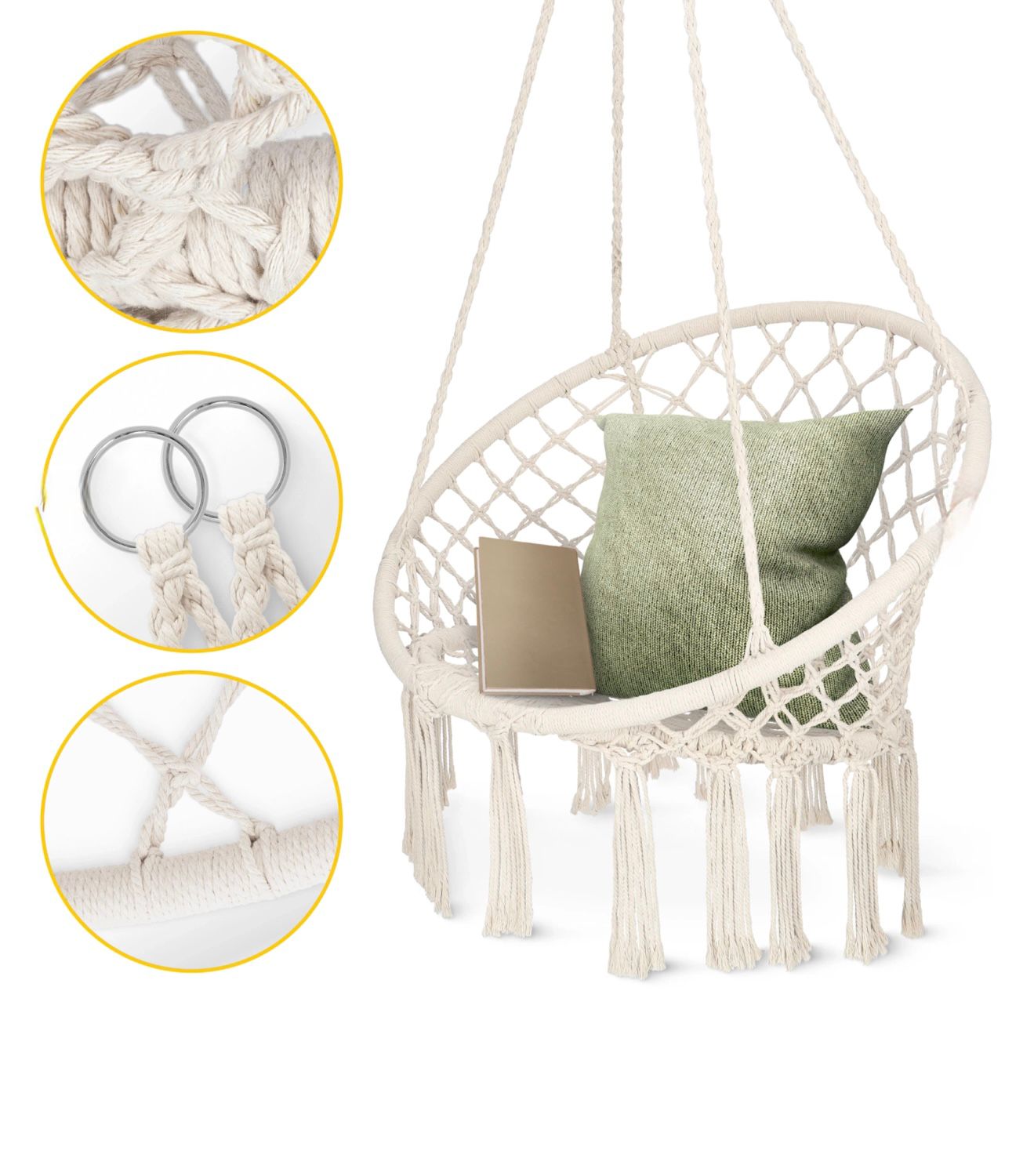 Leagan BOHO GARDEN 3+, Pentru Terasa și Gradina, Suport 125kg, Design Premium, Disponibil in Culori: Bej, Gri, Negru, Maro