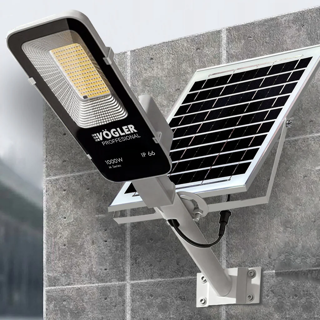 Lampă solară puternică, senzor crepuscular, telecomandă, 1000W