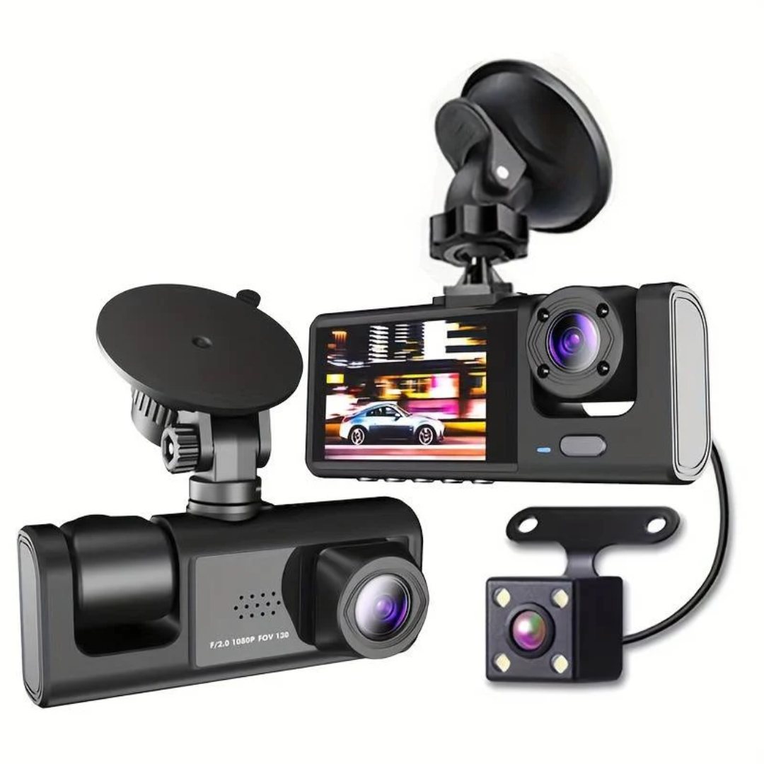 Camera Auto Full HD 1080P, unghi de 170 grade, 3 unghiuri de Filmare, Night Vision, G-Sensor si Monitorizare Parcare