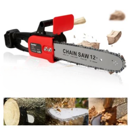 Drujba Electrica, Cu 2 x Lama 31 cm (12 INCH), 2 x Lant, 1 x Acumulator 48 V, Geanta De Transport CADOU