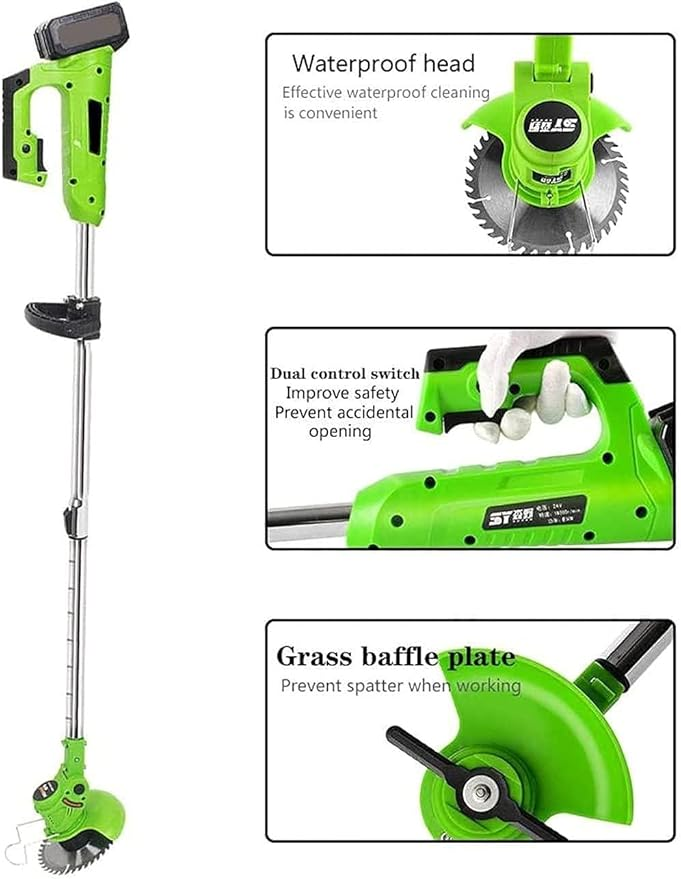 Motocoasă Portabilă cu 2 Baterii de 48V, Putere 800W, cu Braț Extensibil pentru Gazon – 8 Lame Diferite