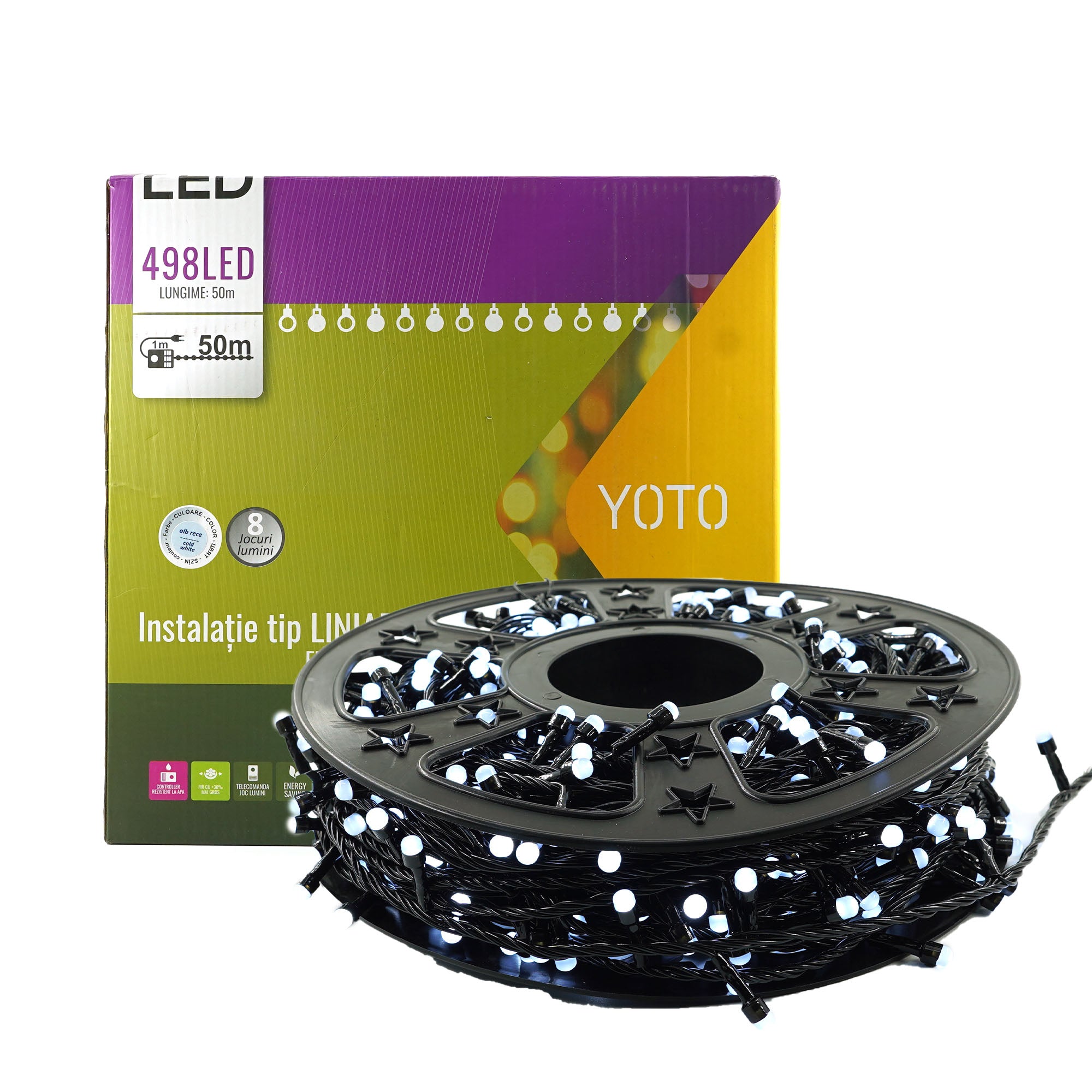 Pacet PROMO 2 Instalatii LED Craciun liniare, 100 m,  Alb-recere