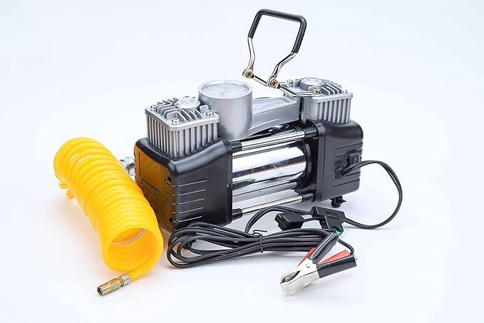 KIT auto pentru pana, Compresor auto cu 2 cilindri, 12V, metalic + accesorii