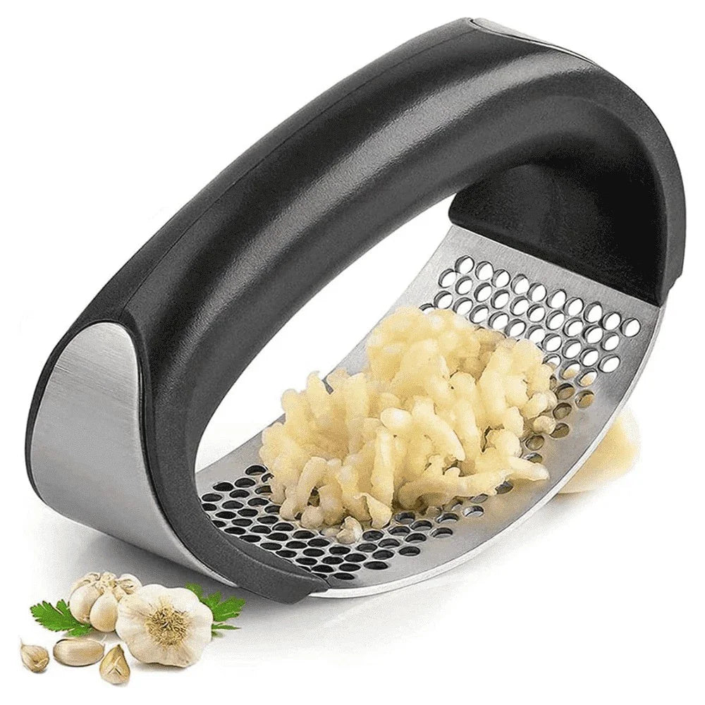 Presa manuala inox pentru usturoi si legume | Design curbat ergonomic | Usor de folosit si curatat, durabil si rezistent
