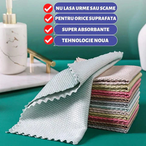 Set 10 Lavete Magice din Microfibră – Curățare Fără Urme, Fără Detergent