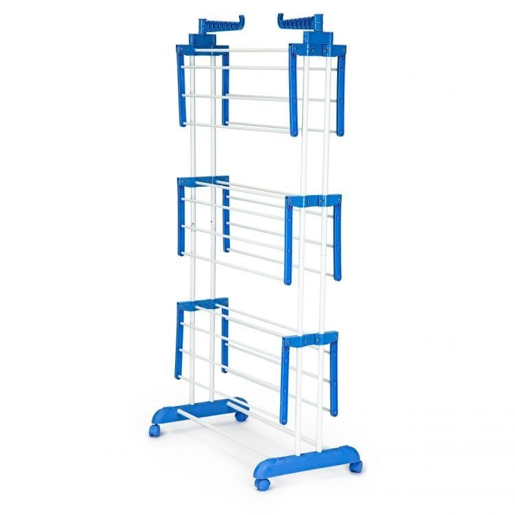 Uscator vertical 3 nivele mobil si pliabil pentru rufe, cu suport umerase