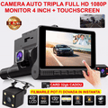 Camera auto TRIPLA Full HD cu monitor de 4 INCH pentru bord si unghi larg de filmare de 170 grade + Card 64GB