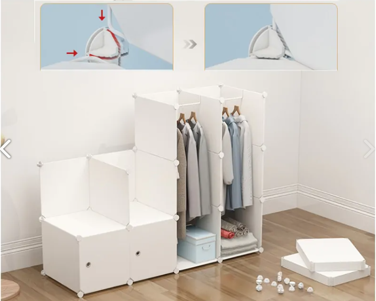 Organizator Modular cu Uși – 5 Compartimente, Structură Metalică, Alb