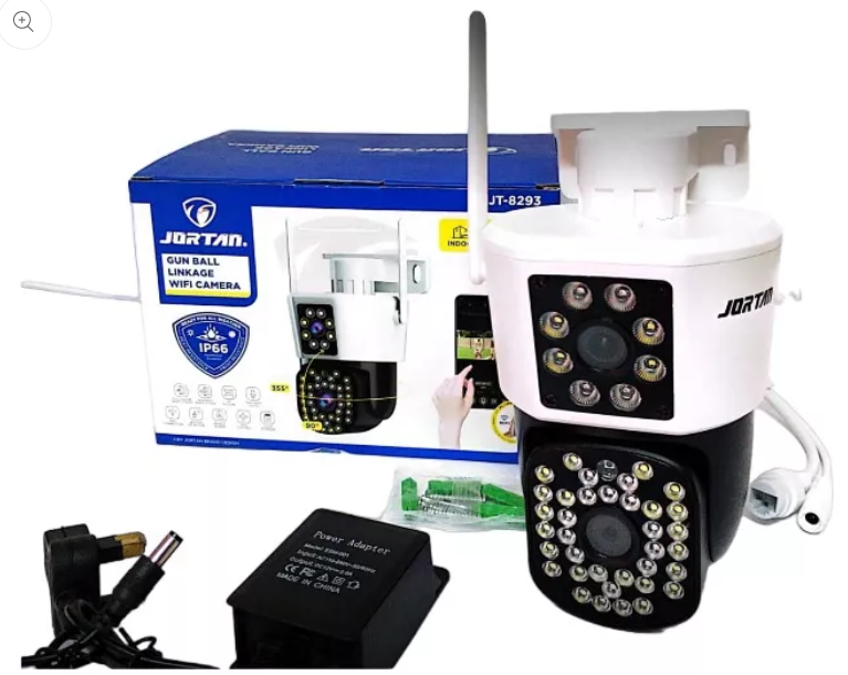 Camera Duala WiFi Jortan – 6MP, Full HD 4K, LAN/WiFi cu Alarma, Detectare Umana, Recunoastere Faciala