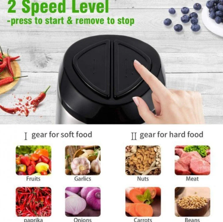 Tocator electric carne si legume, 4 lame inox, 2 viteze, capacitate mare, bol inox