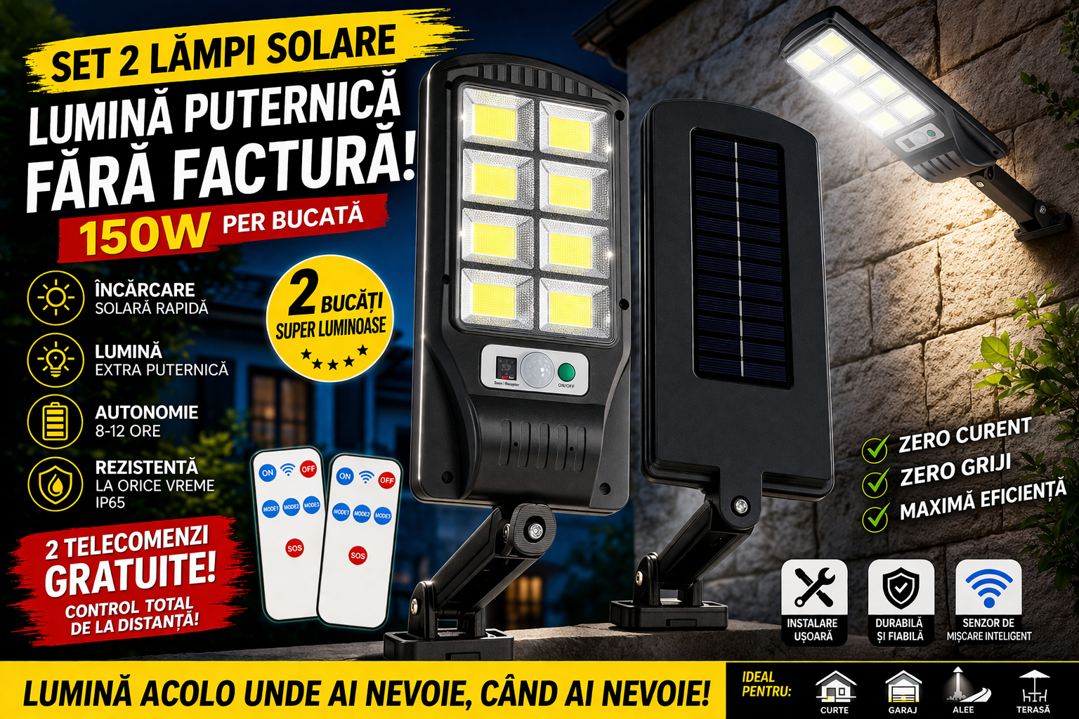 Set 2 COB 180 LED 8 casute 150 W bucata