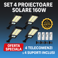 Set 4 Lampi LED Solare 150W COB 160 LED-uri cu Senzor de Mișcare, Autonomie 12-14 ore, IP65