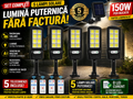 Set 5 Lampi LED Solare 150W COB 160 LED-uri cu Senzor de Mișcare, Autonomie 12-14 ore, IP65