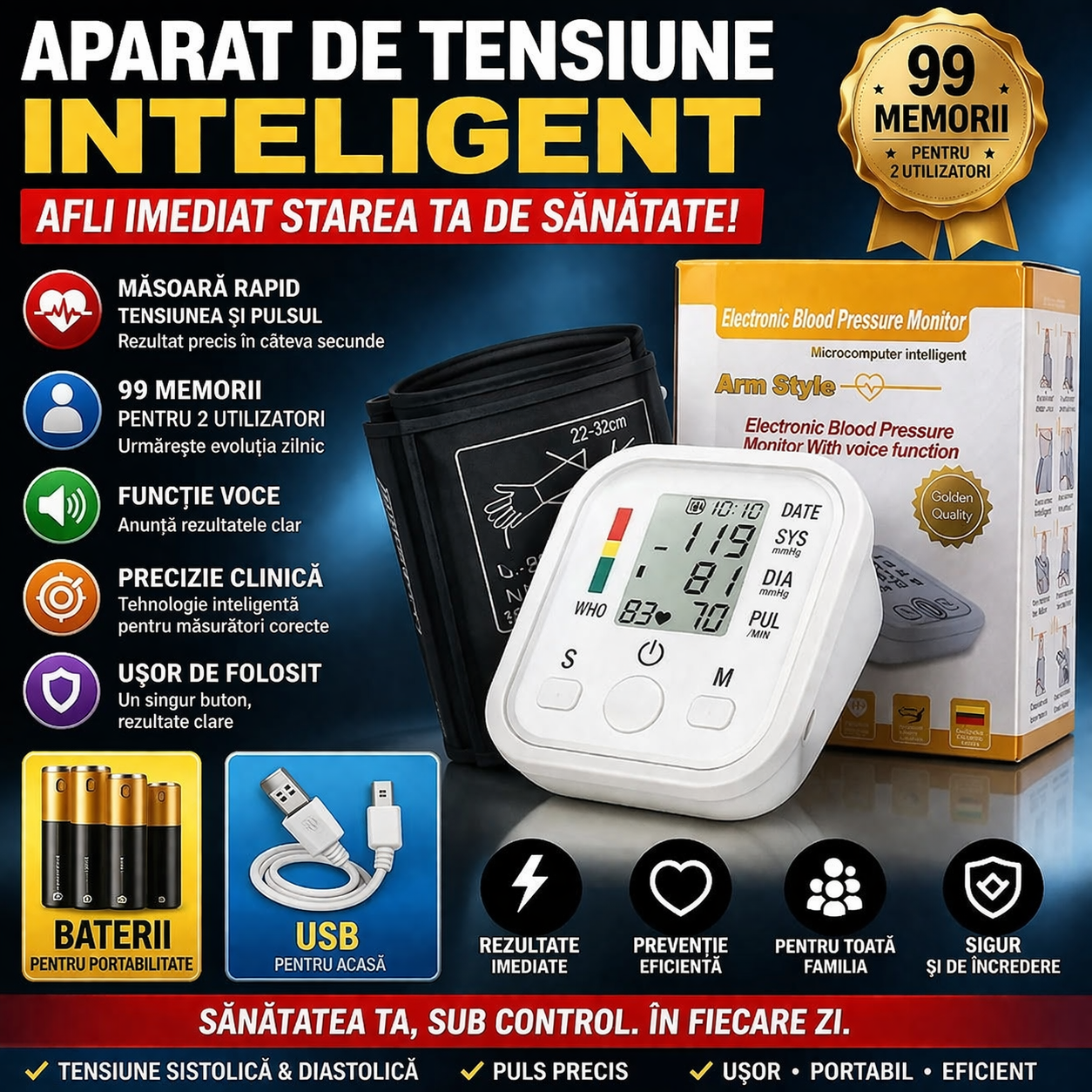Tensiometru electronic de brat