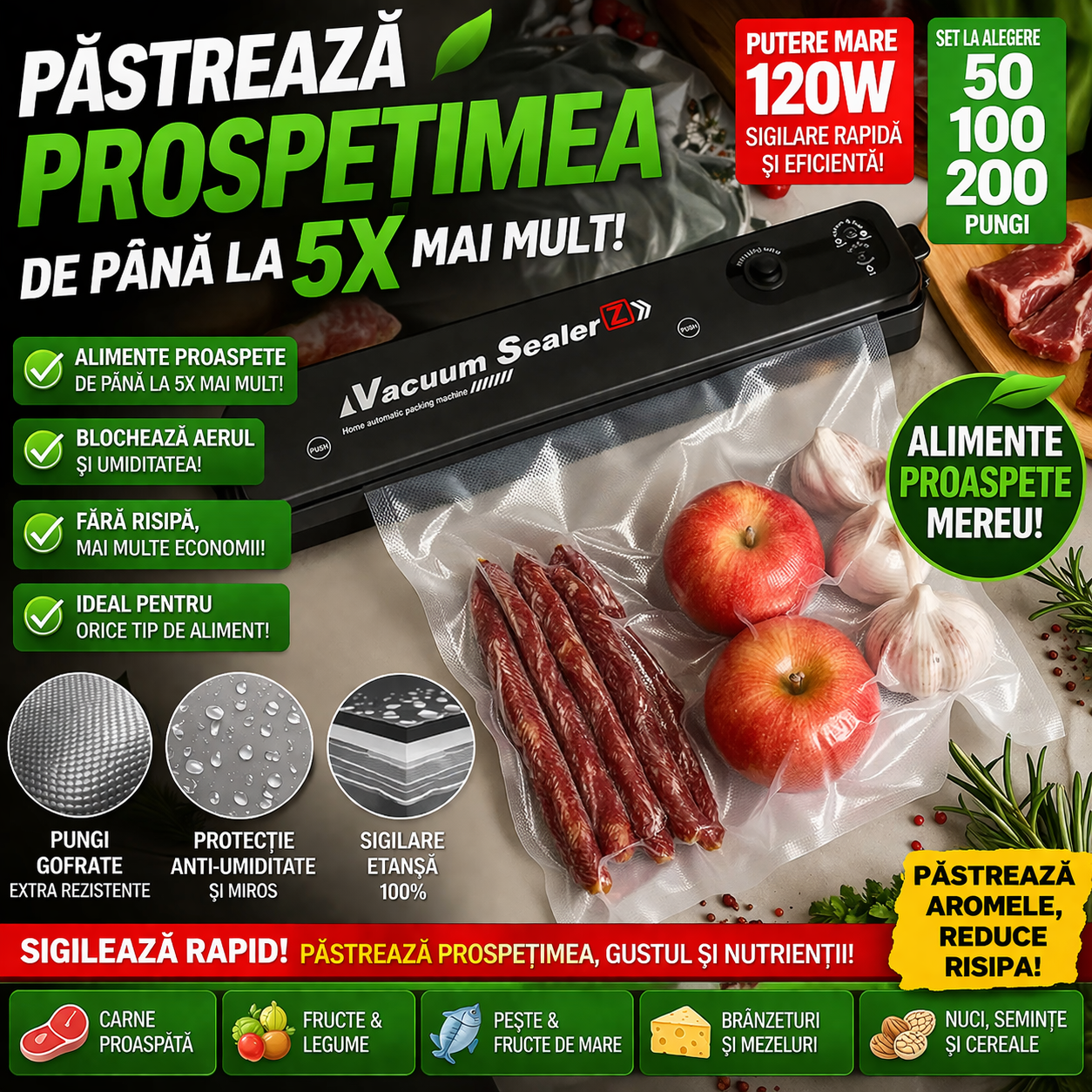 Aparat de Vidat 120 W cu pungi incluse