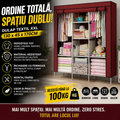 Dulap textil 3 compartimente pentru haine, inchidere prin fermoar, 130 x 45 x 170 cm