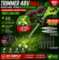 Motocoasa Portabila Cu Acumulator de 48V, Putere 1000W, Cu Brat Extensibil, Pentru Gazon, 8 Accesorii