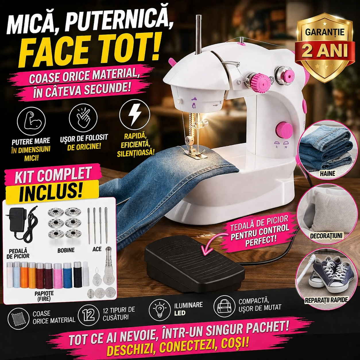 Mini masina de cusut electrica 4in1 SewPro