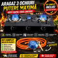 Aragaz Plita Sticla 3 Ochiuri + furtun si ceas GPL