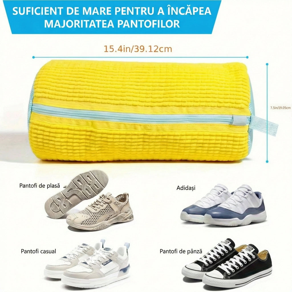 Sac de Protecție pentru Spălat Încălțăminte la Mașină, 39x19 cm, Material Rezistent, Cârlig pentru Uscare