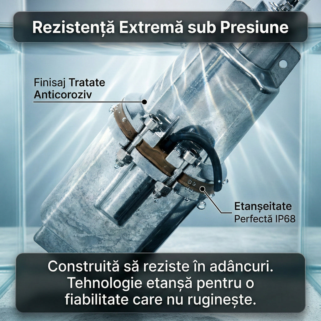 Pompă de Apă Submersibilă cu Vibrație VMP60 , 1000W, Debit 2400 l/h, Înălțime 60m, Bobinaj Cupru, Argintiu