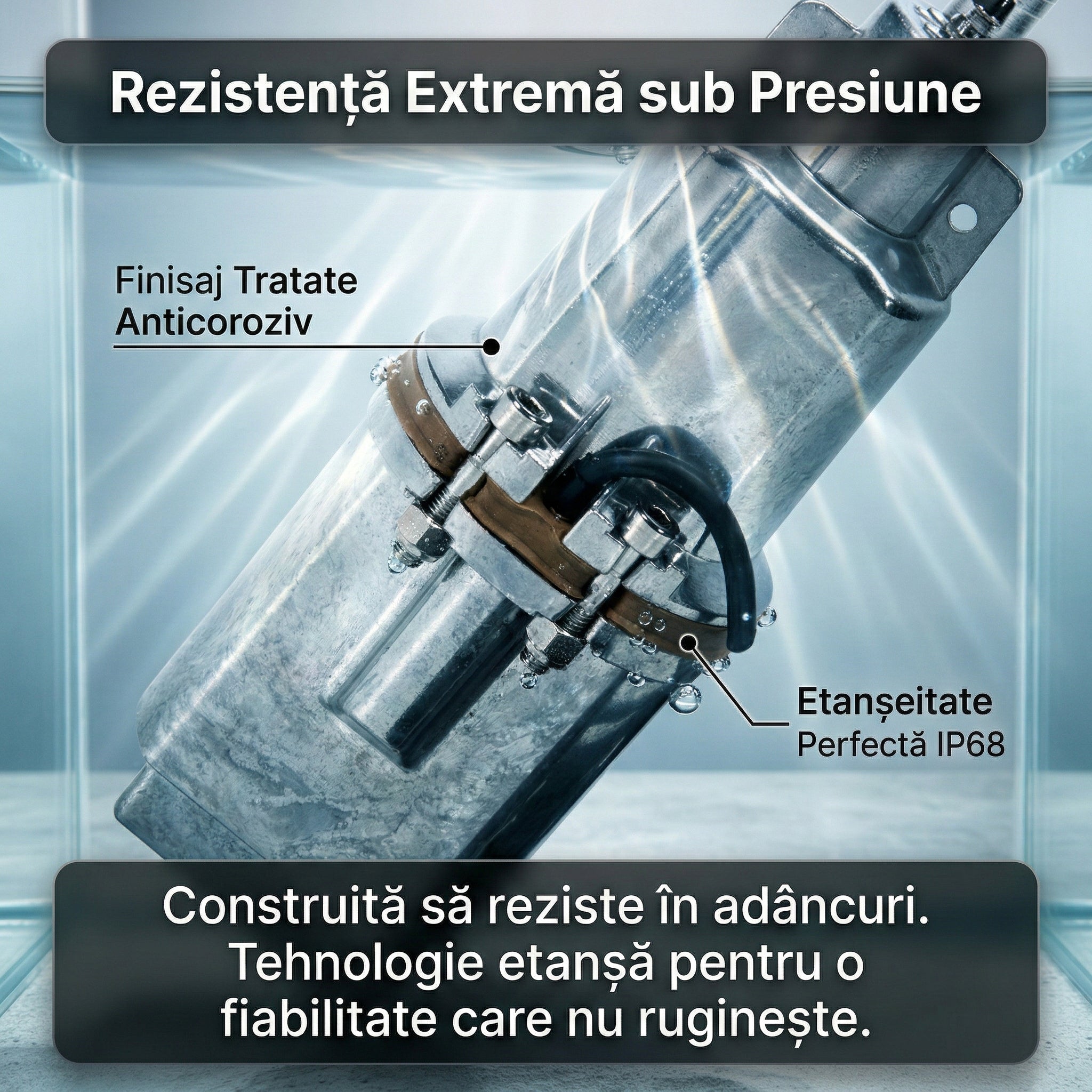 Pompă de Apă Submersibilă cu Vibrație VMP60 , 1000W, Debit 2400 l/h, Înălțime 60m, Bobinaj Cupru, Argintiu