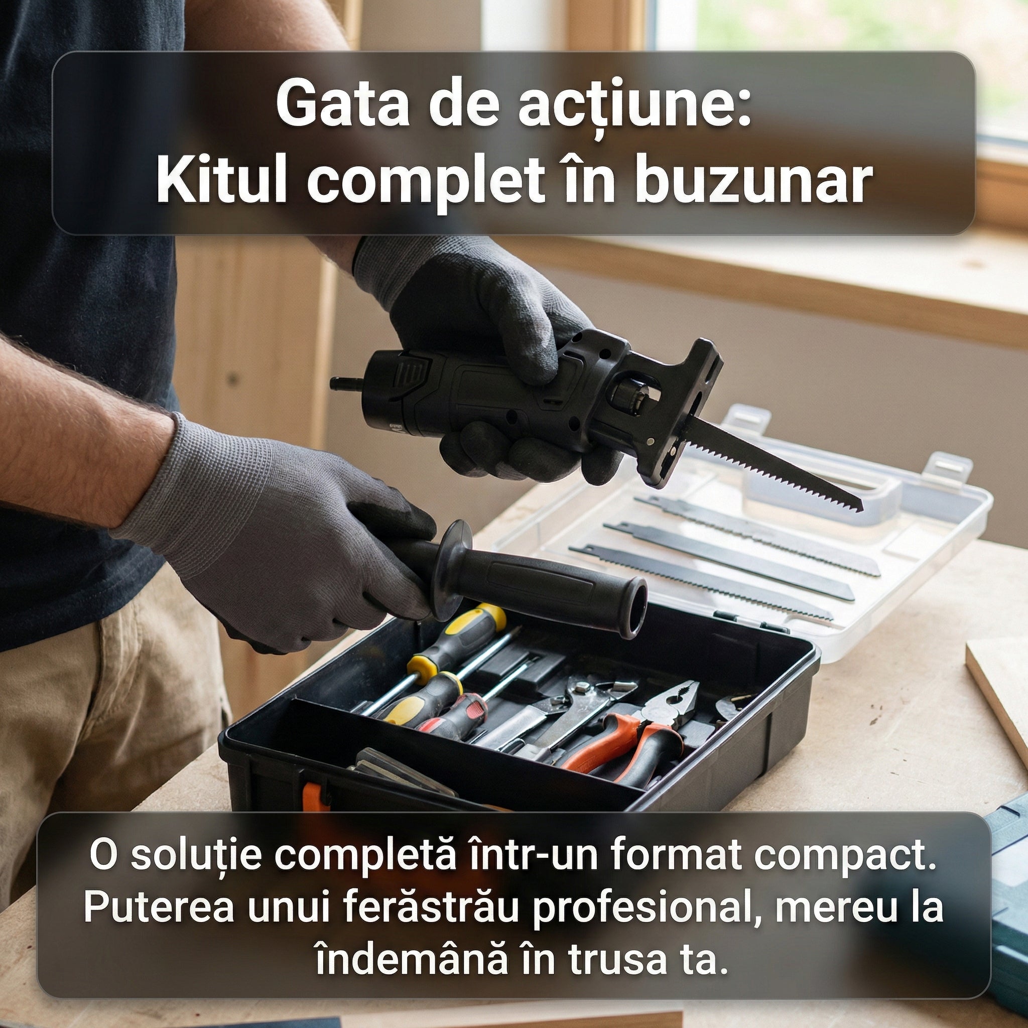 Adaptor Ferăstrău Pendular pentru Bormașină, Include 3 Lame pentru Lemn și Metal