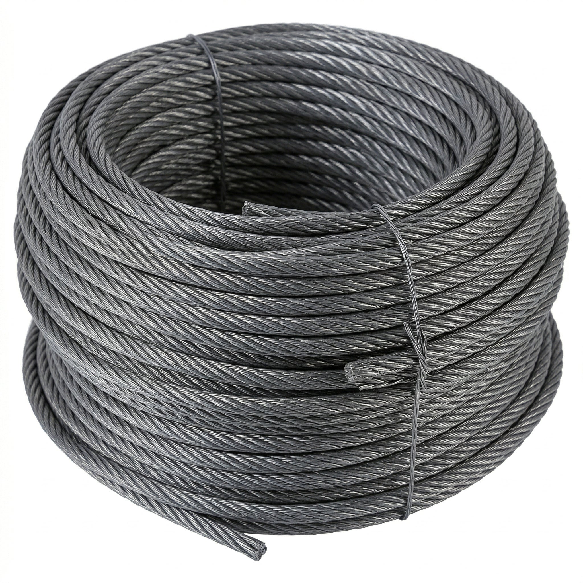 Rolă Cablu Oțel Zincat 5mm, Lungime 100m, Structură 6x6 cu Inimă Textilă, Ancorare Pompe și Uz General, Argintiu
